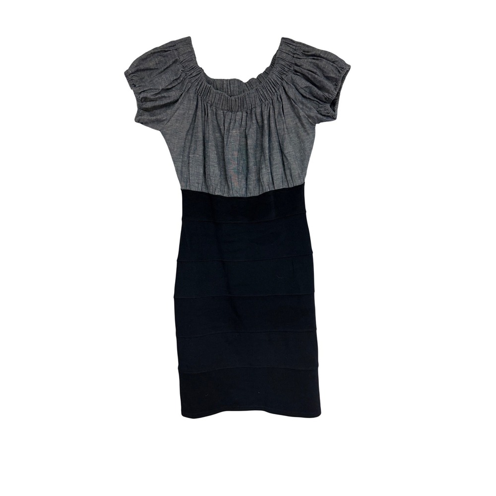 Alythea Womens Blue Chambray Bandage Bodycon Dress Mixed Media Size S 9226